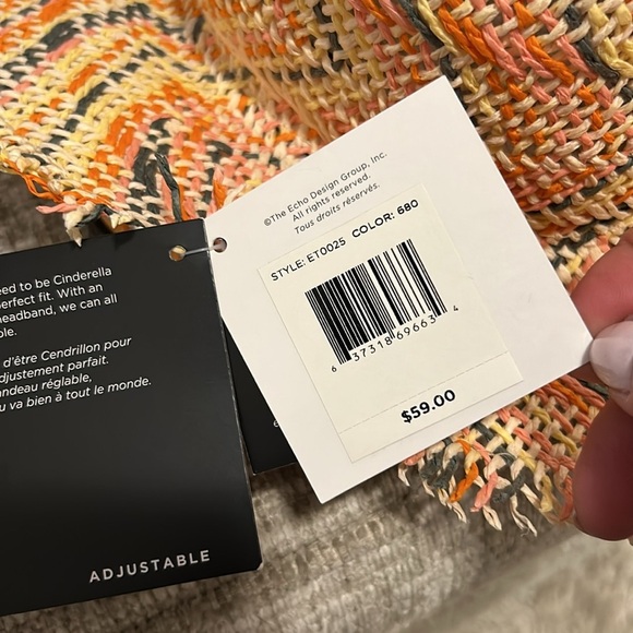 Echo NY Multicolour Paper Straw Brim Sun Hat Boho Chic Vacation Beach Hat NWT - Picture 12 of 12